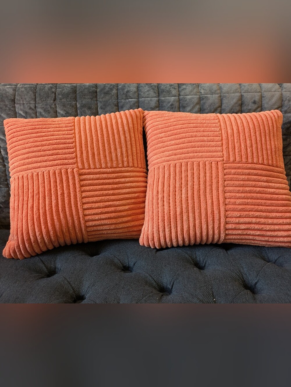 Coral Corduroy Throw Pillow Covers 12 X 12